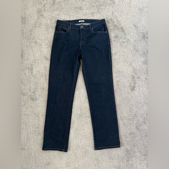 Eileen Fisher Straight Leg Dark Wash Jeans - Picture 1 of 5